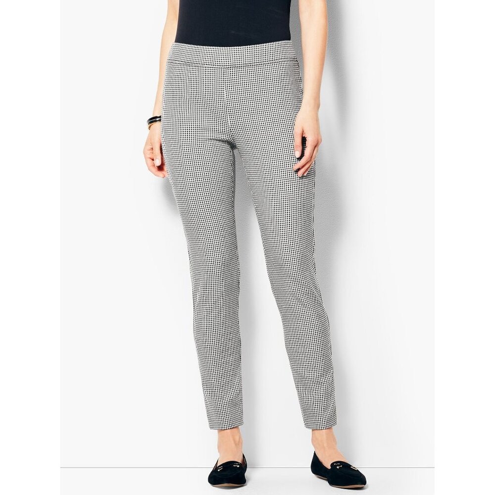 NWT Talbots Womens Petite Size 16 16P Mini Check Pull-On Skinny Ankle Pant NEW